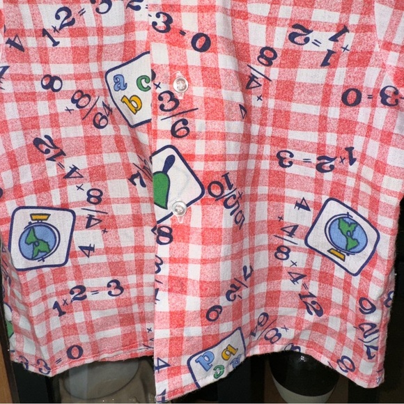 Vintage 80s Health-tex button down Shirt ABCs Gingham Back to School baby boy - Picture 3 of 5
